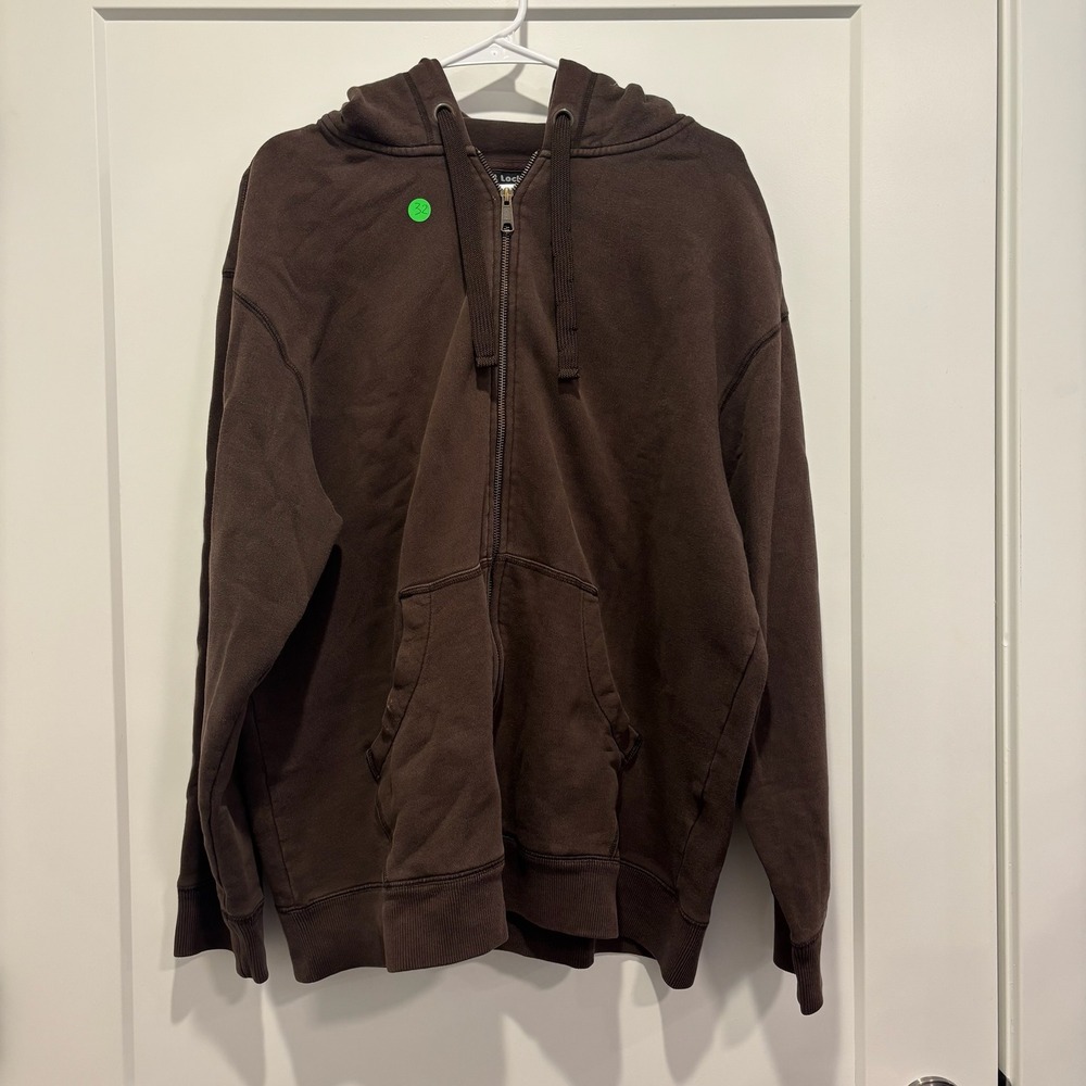 Foot Locker Vintage Y2K XL Brown Full Zip Fleece Hoodie Sweater Athletic